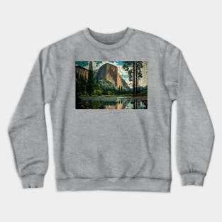 Mosaic Yosemite National Park Landscape | Half Dome | El Capitan Crewneck Sweatshirt